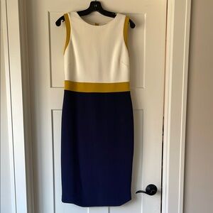 BODEN Colorblock Sleeveless Dress - White, Gold, and Navy